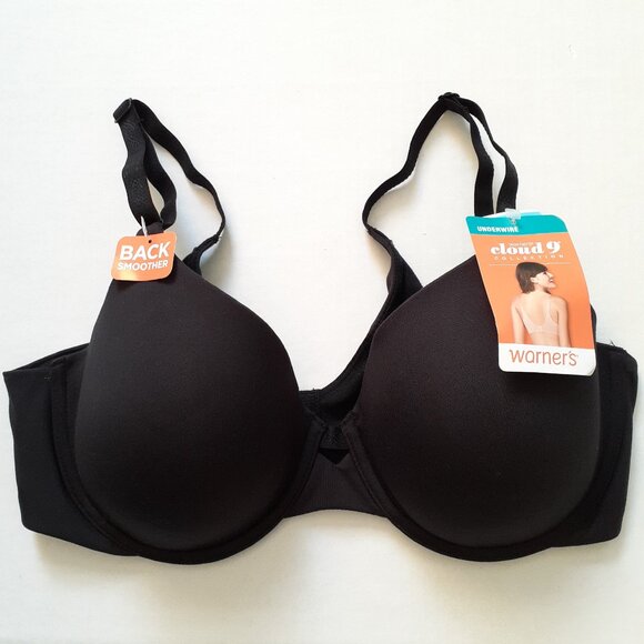 NWT Warners Cloud 9 Super Soft Underwire Lightly Lined T-Shirt Bra Black 36C - Picture 1 of 13